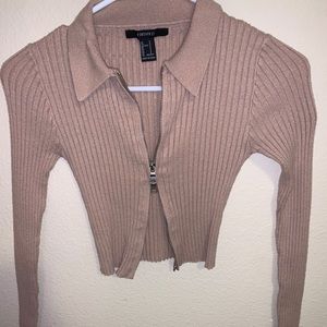 Front Zip long sleeve crop top